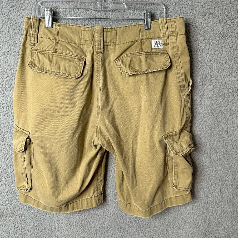 Aeropostale Mens Cargo Shorts Size 32 Khaki‎ Tan Multi Pocket Cotton Gorpcore